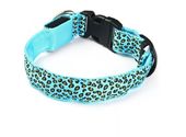 Светящийся ошейник для собак голубой, нейлон S