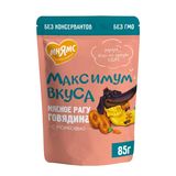 Максимум вкуса, влажный корм для собак Мясное рагу с говядиной и морковью, пауч 85 гр