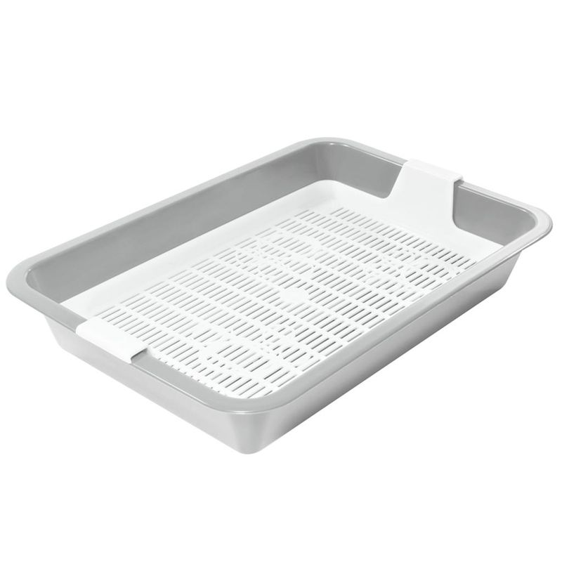 Туалет для кошек c сеткой мини "Барсик", 32,5 х 23,5 х 6 см светло-серый