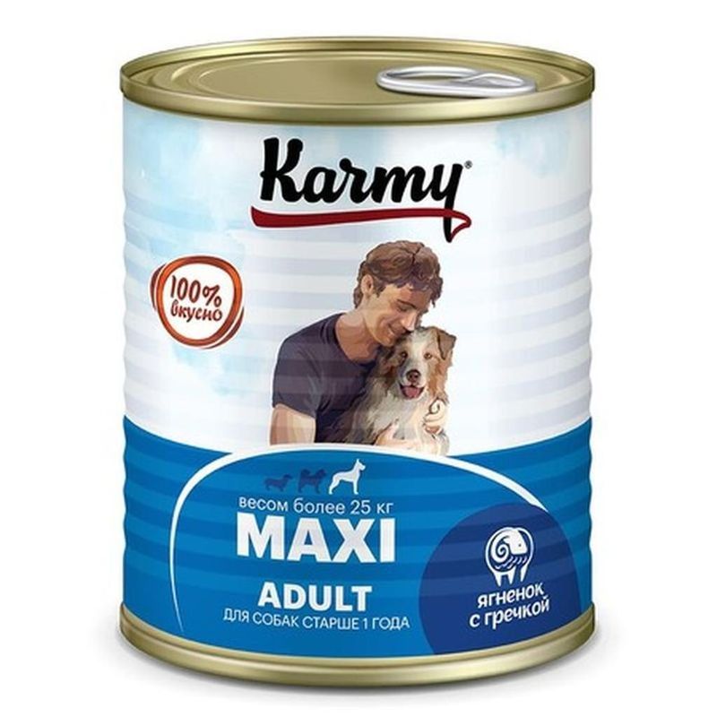 KARMY MAXI Adult Полнорац/консервирован корм д/вз.собак крупных пород ягненок с гречкой 850 гр