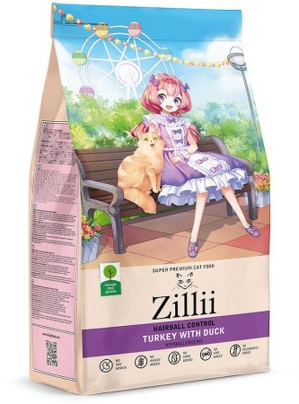 Сухой корм д/кошек Выведение шерсти Индейка/Утка 2 кг