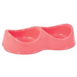 Миска пластиковая двойная "Бисквит", 2 х 200 мл коралловая