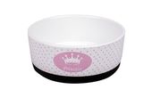 Миска керамическая для собак белая с розовым 400 мл