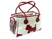 Сумка лаковая белая с красным "Собачка" 40*28см 40 х 28см