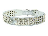 Ошейник "Колибри" кольцо посередине со стразами в 3 ряда, серебряный 25 мм, обхват 405 см